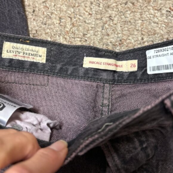 LEVI'sm LEVIS RIBCAGE STRAIGHT ANKLE JEANS BUTTON FRONT TINTED SKY NWOT $98 26 w - Picture 7 of 9